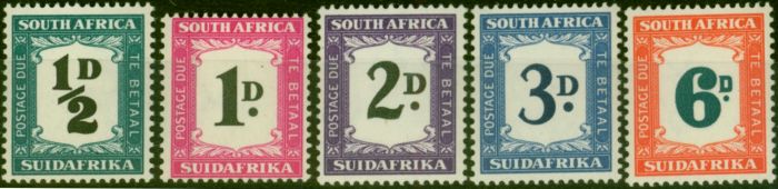 Collectible Postage Stamp South Africa 1948-49 Postage Due Set of 5 SGD34-D38 Very Fine MNH