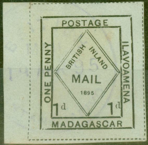 Old Postage Stamp from Madagascar 1895 1d Blue-Grey SG51 Fine Used