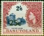 Collectible Postage Stamp from Basutoland 1961 25c on 2s6d Brt Ultramarine & Crimson-Lake SG66a Type II Fine MNH