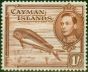 Old Postage Stamp Cayman Islands 1943 1s Red-Brown SG123a P.14 Fine LMM