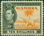 Old Postage Stamp Gambia 1938 10s Orange & Black SG161 Good MM