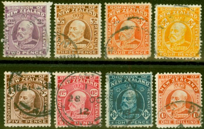 Old Postage Stamp from New Zealand 1909-12 Set of 8 SG388-394 Good Used