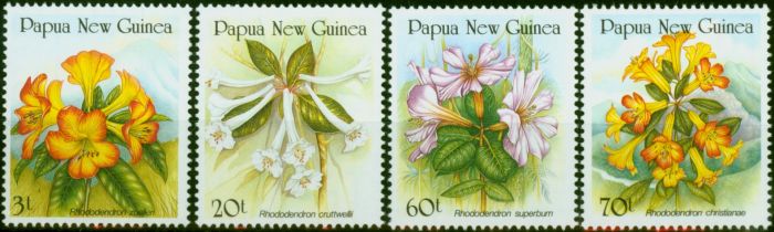 Collectible Postage Stamp Papua New Guinea 1989 Rhododendrons Set of 4 SG585-588 V.F MNH