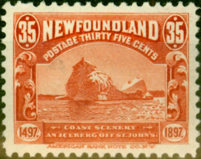 Valuable Postage Stamp from Newfoundland 1897 35c Red SG78 V.F Very Lightly Mtd Mint Perfectly Centred