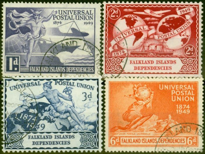 Falkland Island Dep 1949 UPU Set of 4 SGG21-G24 V.F.U King George VI (1936-1952) Collectible Universal Postal Union Stamp Sets