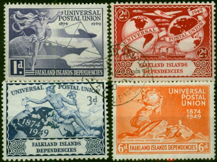 Falkland Island Dependencies 1949 UPU Set of 4 SGG21-G24 Fine Used  King George VI (1936-1952) Collectible Universal Postal Union Stamp Sets