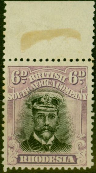 Rare Postage Stamp from Rhodesia 1918 6d Black & Dull Mauve SG266 Die IIIB Very Fine MNH