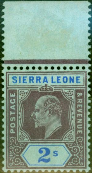 Valuable Postage Stamp from Sierra Leone 1908 2s Purple & Brt Blue-Blue SG109a Damaged Frame & Crown Superb MNH Scarce
