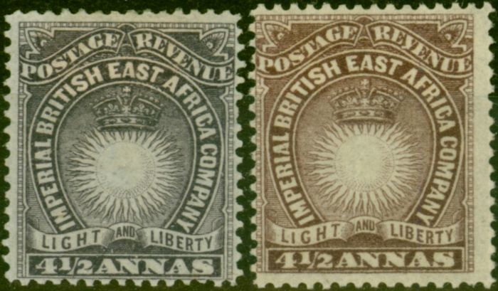 Old Postage Stamp B.E.A KUT 1891-93 4 1/2a Both Shades SG11 & 11a Good MM