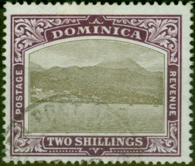 Rare Postage Stamp Dominica 1903 2s Grey-Black & Purple SG34 Fine Used