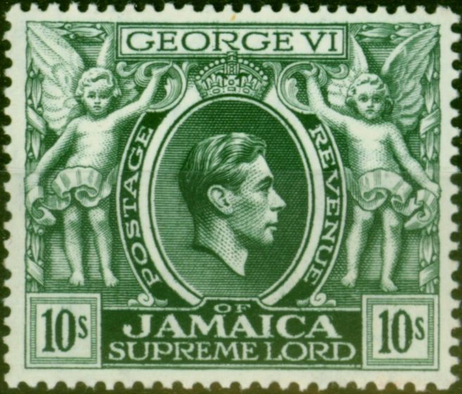 Collectible Postage Stamp Jamaica 1938 10s Myrtle-Green SG133 Fine LMM
