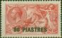 Old Postage Stamp from British Levant 1921 90pi on 5s Rose-Carmine SG49 V.F MNH