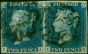 GB 1840 2d Pale Blue SG5 (I-J & I-K) Pl.1 V.F.U Pair Black MX Scarce . Queen Victoria (1840-1901) Used Stamps