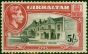 Rare Postage Stamp Gibraltar 1944 5s Black & Carmine SG192b P.13 Fine MM