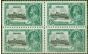 Rare Postage Stamp from Malta 1935 1/2d Black & Green SG210a Extra Flagstaff V.F Lightly Mtd Mint Block of 4