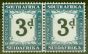 Rare Postage Stamp from South Africa 1932 3d Black & Prussian Blue Roto SGD27 Fine MNH Pair