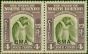 Rare Postage Stamp North Borneo 1945 4c Bronze-Green & Violet SG323 Fine LMM Pair