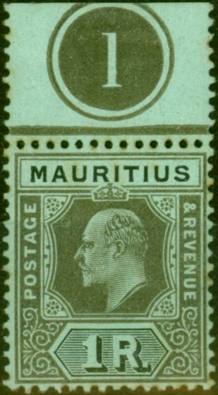 Rare Postage Stamp Mauritius 1910 1R Black-Green SG192 Ave MNH