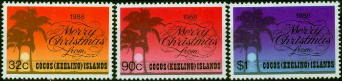 Collectible Postage Stamp Cocos (Keeling) Islands 1988 Christmas Set of 3 SG204-206 V.F MNH