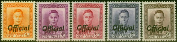 Rare Postage Stamp New Zealand 1947 Set of 5 Officials to 9d SG0152-0156 Fine & Fresh MM