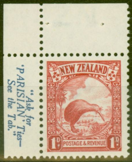 Collectible Postage Stamp from New Zealand 1936 1d Scarlet SG557aw Wmk Inverted From Booklet V.F MNH