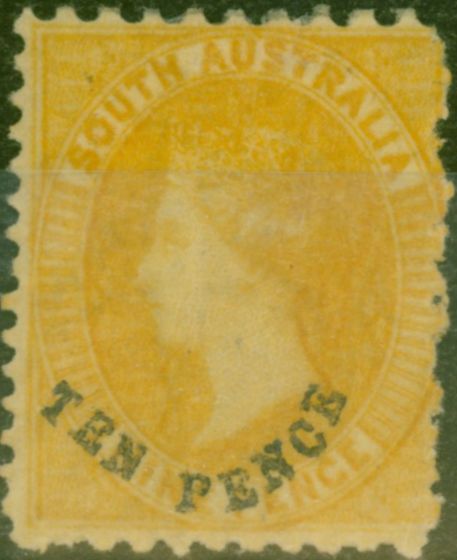 Old Postage Stamp from S.Australia  1870 10d on 9d Yellow SG107 Fine Mtd Mint