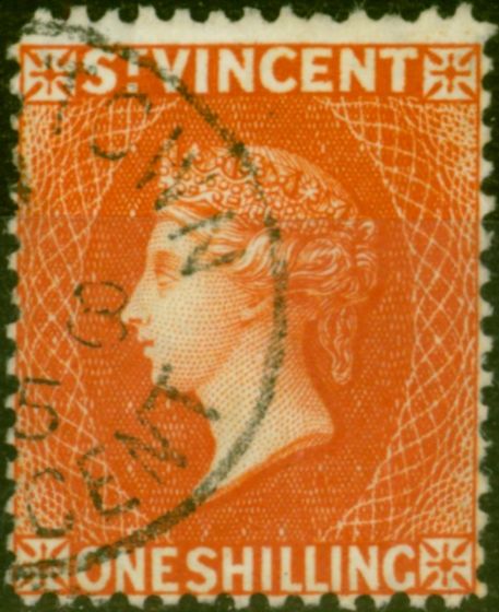 Valuable Postage Stamp St Vincent 1891 1s Orange SG58 FIne Used (2)