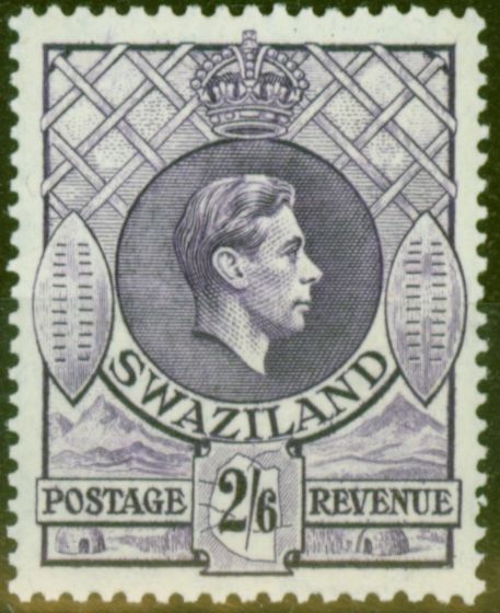 Valuable Postage Stamp from Swaziland 1943 2s6d Violet SG36a P.13.5 x 14 V.F MNH