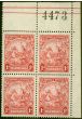 Collectible Postage Stamp Barbados 1932 1d Scarlet SG231c P.13 x 12 V.F MNH Control Block of 4