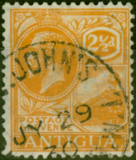 Old Postage Stamp Antigua 1923 2 1/2d Orange-Yellow SG72 Fine Used