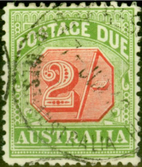 Rare Postage Stamp from Australia 1909 2s Rosine & Yellow-Green SGD70 Fine Used