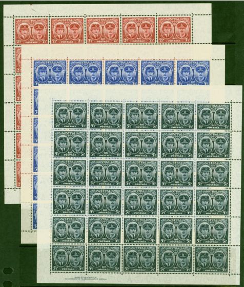 Australia 1945 Set of 3 SG209-211 in V.F MNH Complete Sheets of 30 . King George VI (1936-1952) Mint Stamps