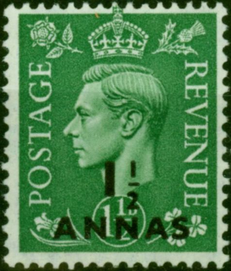 B.P.A in Eastern Arabia 1951 1 1/2a on 1 1/2d Pale Green SG37 Fine LMM . King George VI (1936-1952) Mint Stamps