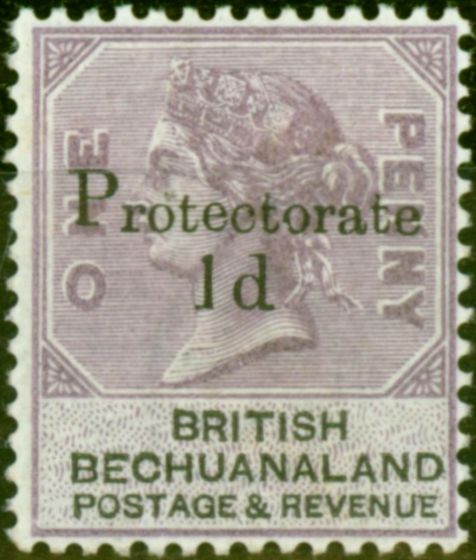 Collectible Postage Stamp from Bechuanaland 1888 1d on 1d Lilac & Black SG41Var Broken Foot to 1 Fine & Fresh Mtd Mint