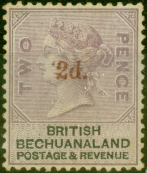 Valuable Postage Stamp from Bechuanaland 1888 2d on 2d Lilac & Black SG23b Curved Foot to 2 Good Mtd Mint