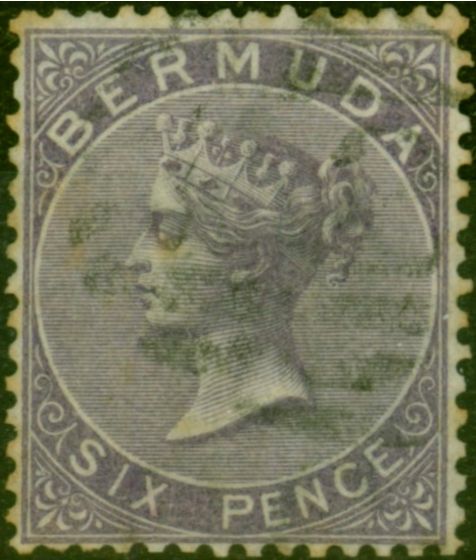 Collectible Postage Stamp Bermuda 1865 6d Dull Purple SG6 Fine Used