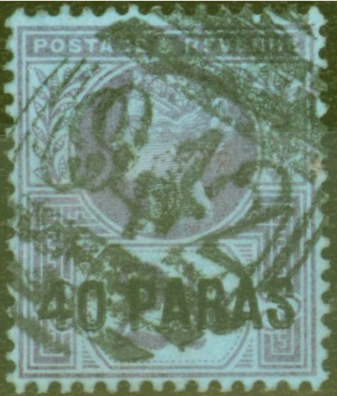 Rare Postage Stamp from British Levant 40pa on 2 1/2d Purple-Blue Used in LARNACA Cyprus 942 Duplex applied twice  Rare