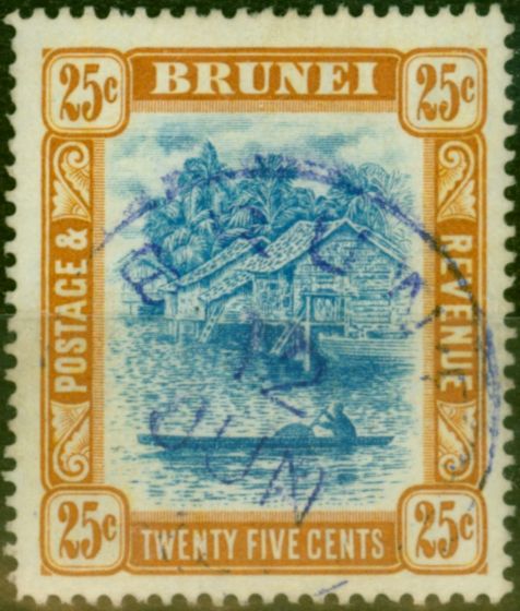Collectible Postage Stamp Brunei 1907 25c Pale Blue & Ochre-Brown SG30 Fine Used