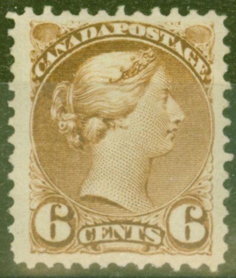 Collectible Postage Stamp from Canada 1876 6c Yellowish Brown SG86 V.F Very Lightly Mtd Mint Nicely Centred Choice Example