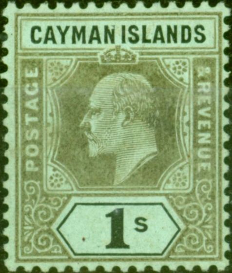 Collectible Postage Stamp from Cayman Islands 1909 1s Black-Green SG31 Fine Mtd Mint