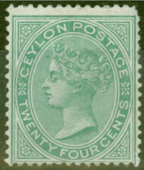 Old Postage Stamp from Ceylon 1872 24c Green SG127 Ave Mtd Mint