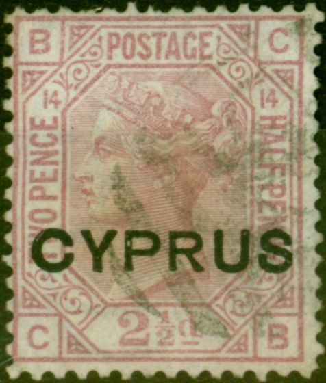 Rare Postage Stamp from Cyprus 1880 2 1/2d Rosy Mauve SG3 Pl 14 Fine Used