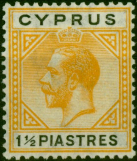 Cyprus 1922 1 1/2pi Yellow & Black SG91 Fine LMM  King George V (1910-1936) Valuable Stamps