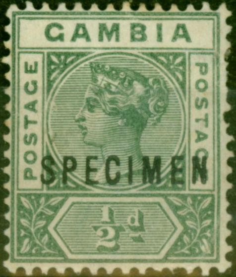 Valuable Postage Stamp Gambia 1898 1/2d Dull Green Specimen SG37s Fine LMM