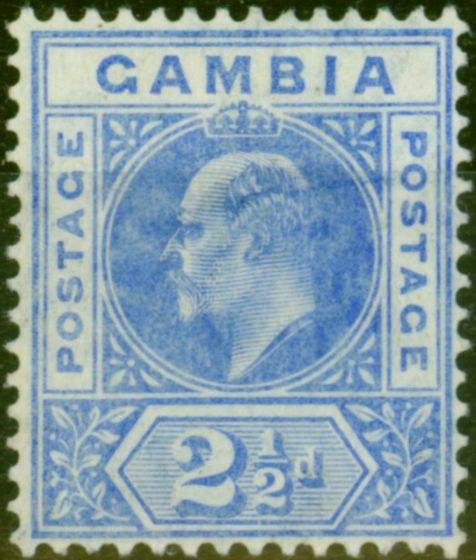 Collectible Postage Stamp from Gambia 1905 2 1/2d Brt Blue & Ultramarine SG60a Fine Very LMM
