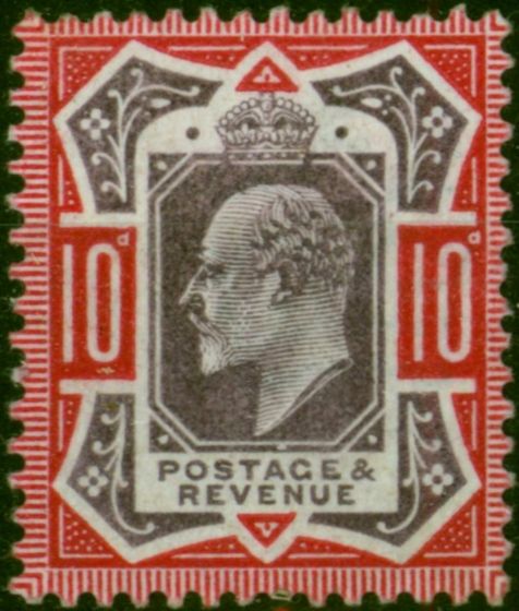 GB 1906 10d Slate-Purple & Carmine SG255 Fine MM . King Edward VII (1902-1910) Mint Stamps