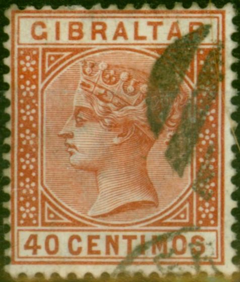 Rare Postage Stamp Gibraltar 1889 40c Orange-Brown SG27 Fine Used
