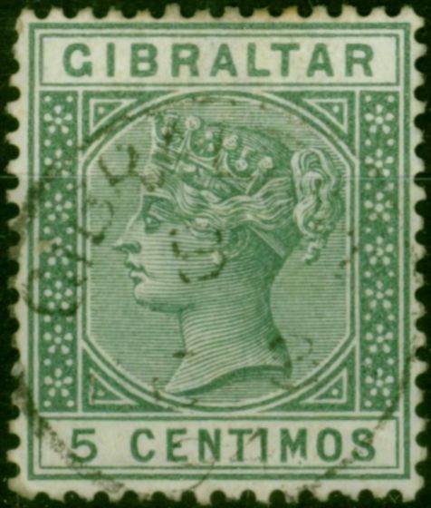 Gibraltar 1889 5c Green SG22a 'Broken M' Fine Used CDS  Queen Victoria (1840-1901) Old Stamps