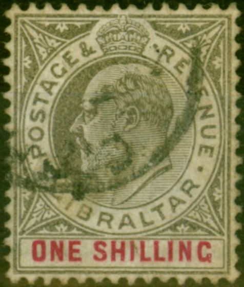 Rare Postage Stamp Gibraltar 1903 1s Black & Carmine SG51 Fine Used Stamp
