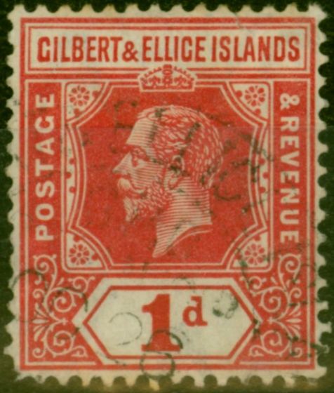 Valuable Postage Stamp Gilbert & Ellice Islands 1915 1d Scarlet SG13a Good Used